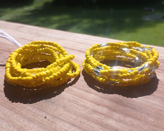 Yellow Waist Beads Set, Two 42-Inch Tie-On Strands