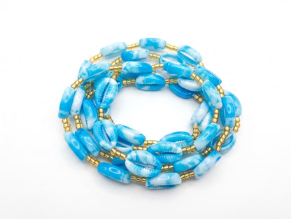 Cowrie Shell Waist Beads with Gold Accents, Lightweight Versatile Tie-On Strands