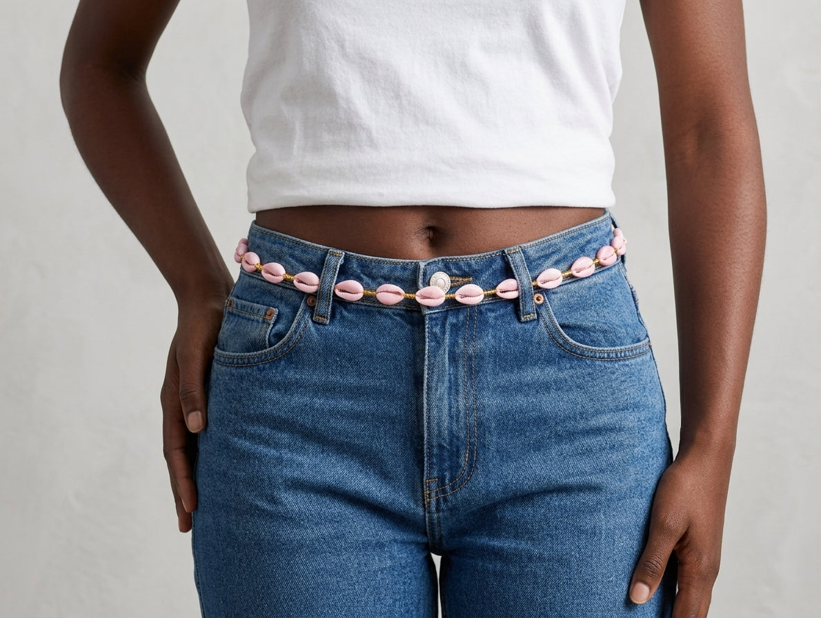 Cowrie Shell Waist Beads with Gold Accents, Lightweight Versatile Tie-On Strands