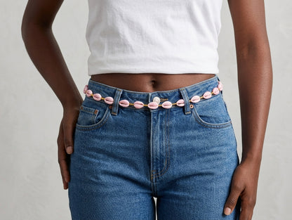 Cowrie Shell Waist Beads with Gold Accents, Lightweight Versatile Tie-On Strands