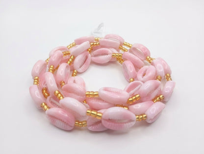 Cowrie Shell Waist Beads with Gold Accents, Lightweight Versatile Tie-On Strands