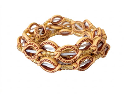 Acrylic Faux-Carved Statement Beads with Gold Accents, Lightweight Versatile Tie-On Adjustable 45-Inch Strands