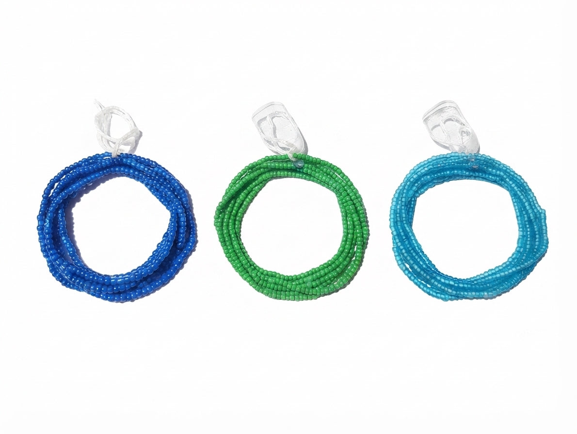 Authentic African Waist Beads, Tie-on Traditional Styles, 45 Inches of Glass Beads