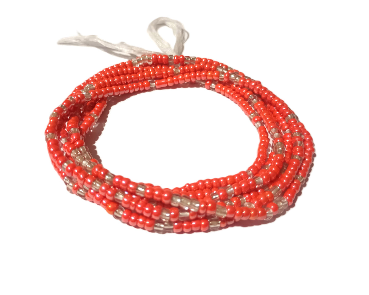 Colorful Authentic Tie-on Glass Waist Beads, 45-Inch Strand