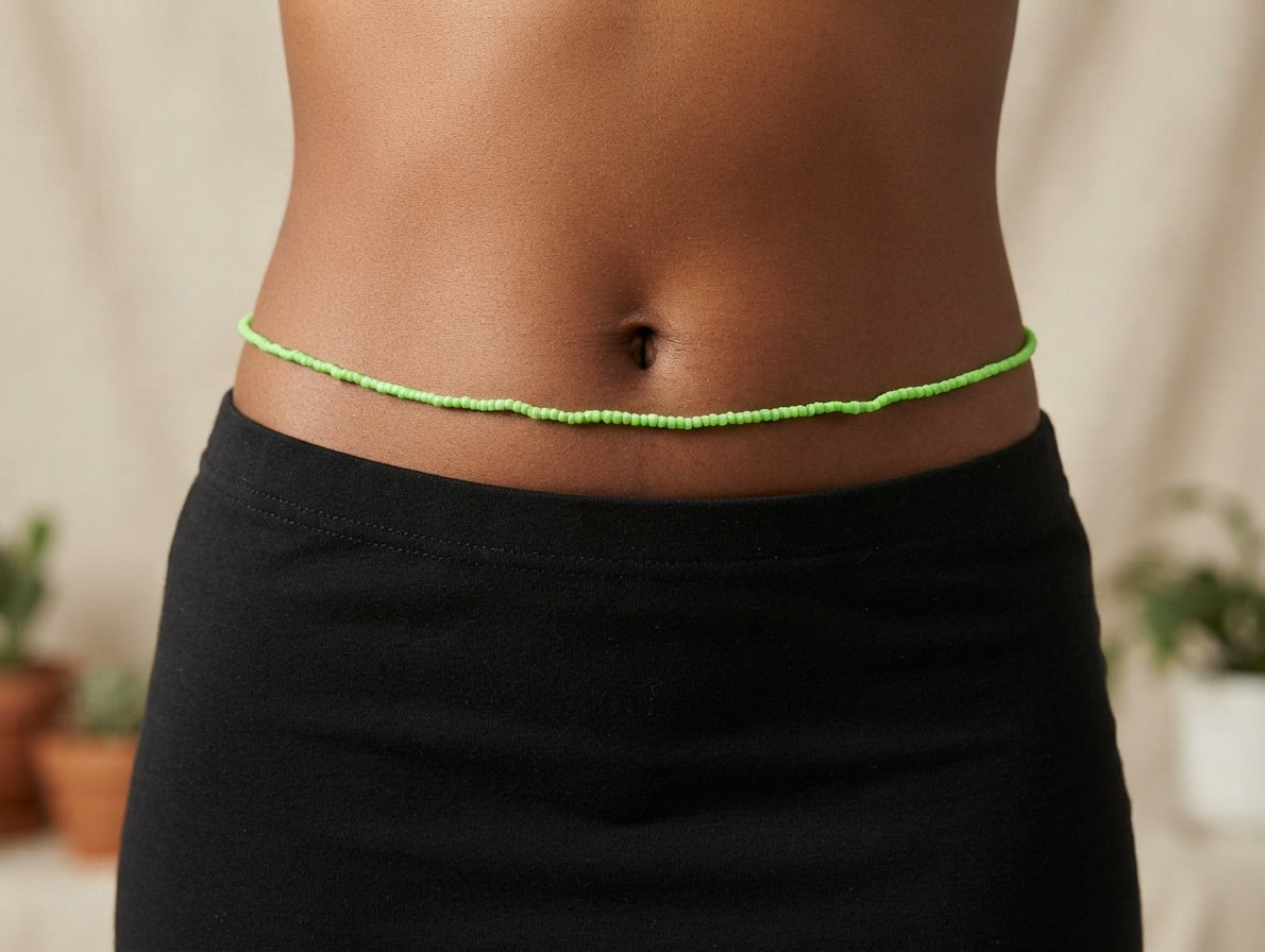 Authentic African Waist Beads, Tie-on Traditional Styles, 45 Inches of Glass Beads
