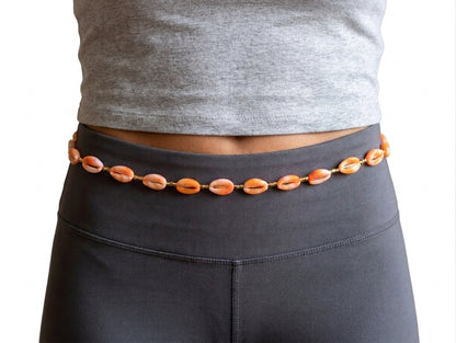 Cowrie Shell Waist Beads with Gold Accents, Lightweight Versatile Tie-On Strands