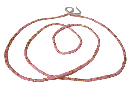 Gold & Colorful Authentic Tie-on Glass Waist Beads, 45-Inch Strand