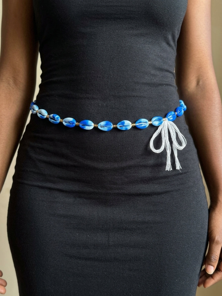 Cowrie Shell Waist Beads with Gold Accents, Lightweight Versatile Tie-On Strands